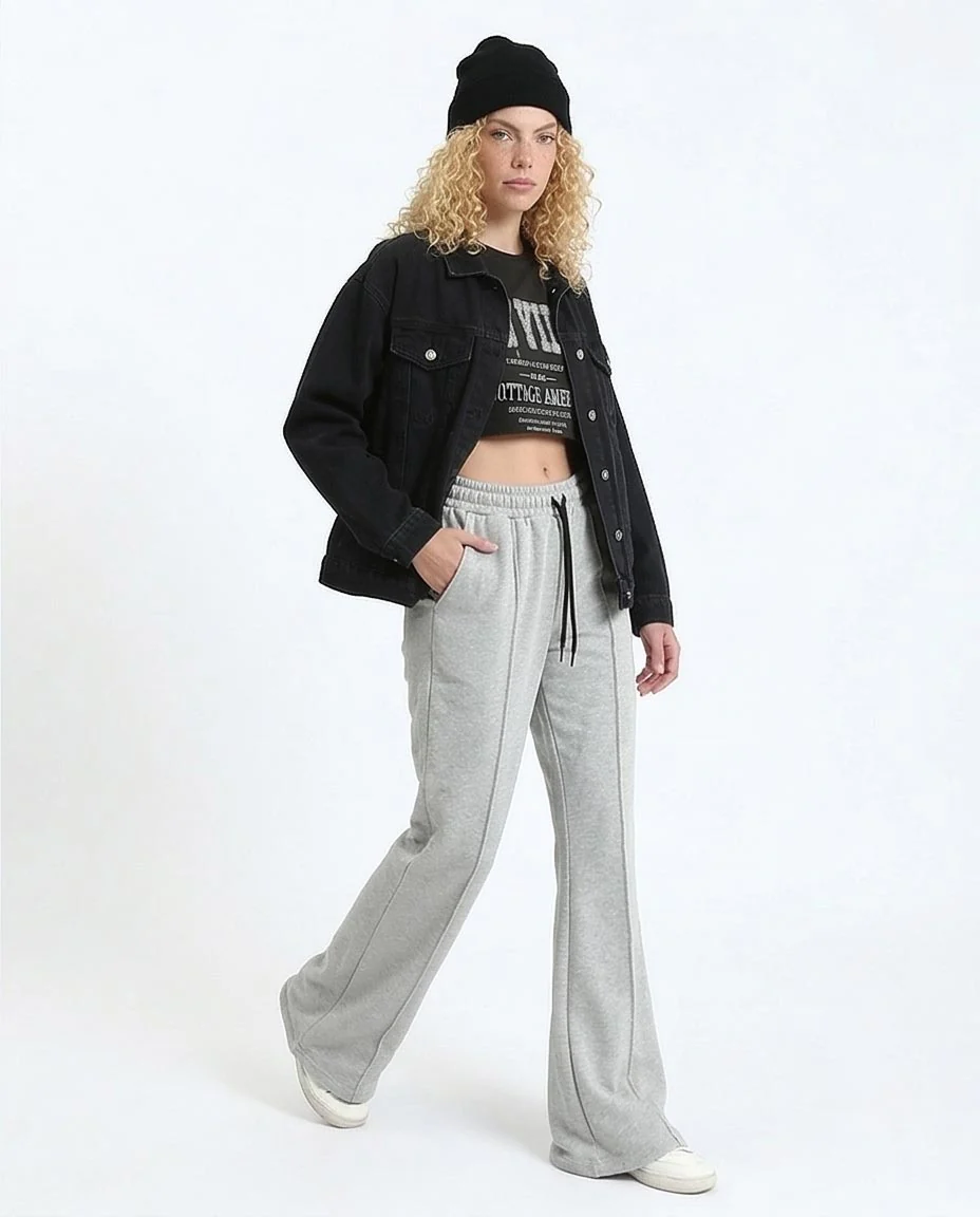 Ravin Women’s Pin-Tuck Flare Sweatpants – Heather Grey - R213764 - Image 5