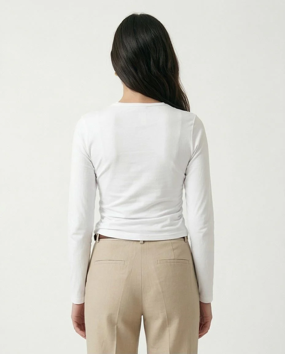 Ravin Side-Ruched Asymmetrical Tie-Hem Top - White - R213766 - Image 2
