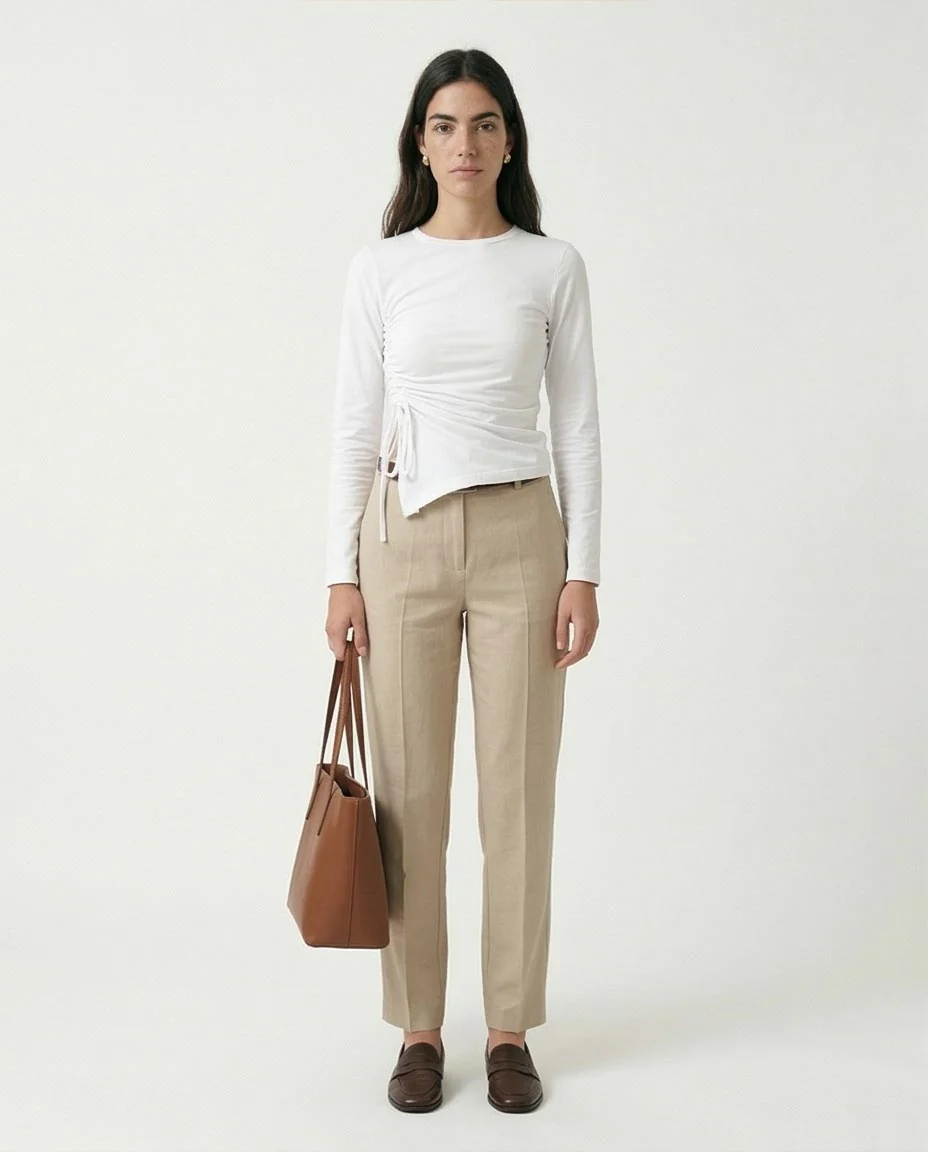 Ravin Side-Ruched Asymmetrical Tie-Hem Top - White - R213766 - Image 4