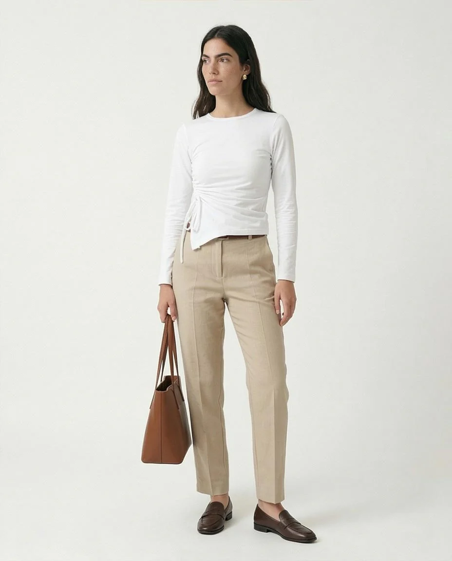 Ravin Side-Ruched Asymmetrical Tie-Hem Top - White - R213766 - Image 5