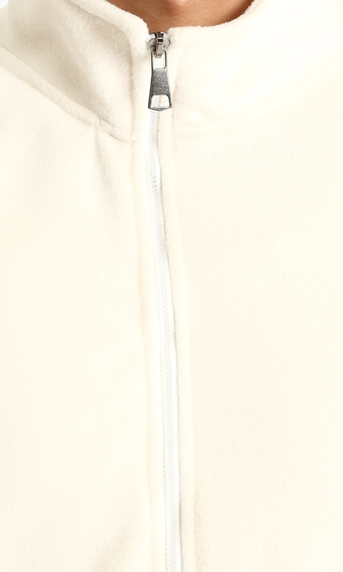 R214032 - Bi-Tone Long Sleeves Coziness Jacket - Off-White & Navy Blue - Image 3