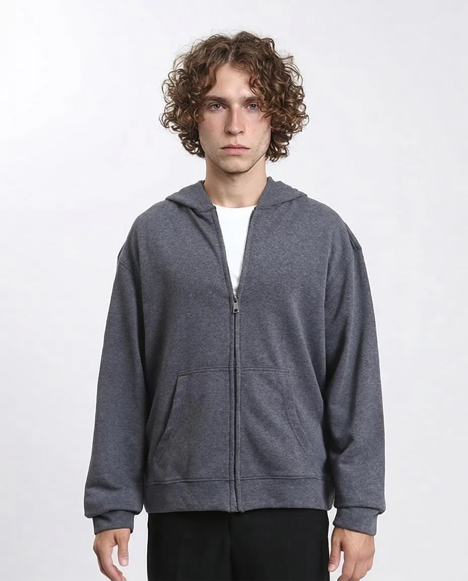 Ravin Men’s Elevated Relaxed Zip-Up Hoodie – Charcoal Heather - R214039