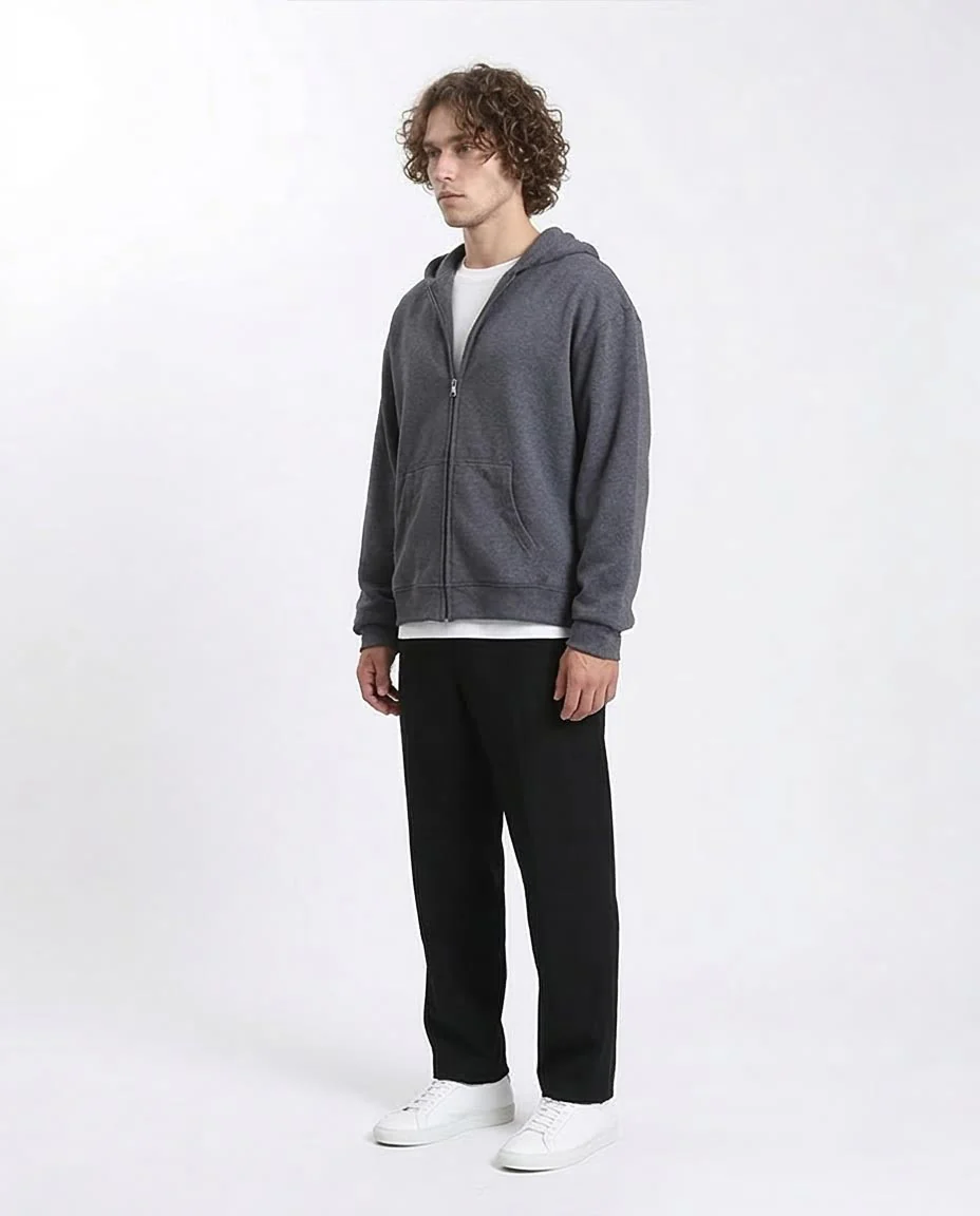 Ravin Men’s Elevated Relaxed Zip-Up Hoodie – Charcoal Heather - R214039 - Image 5
