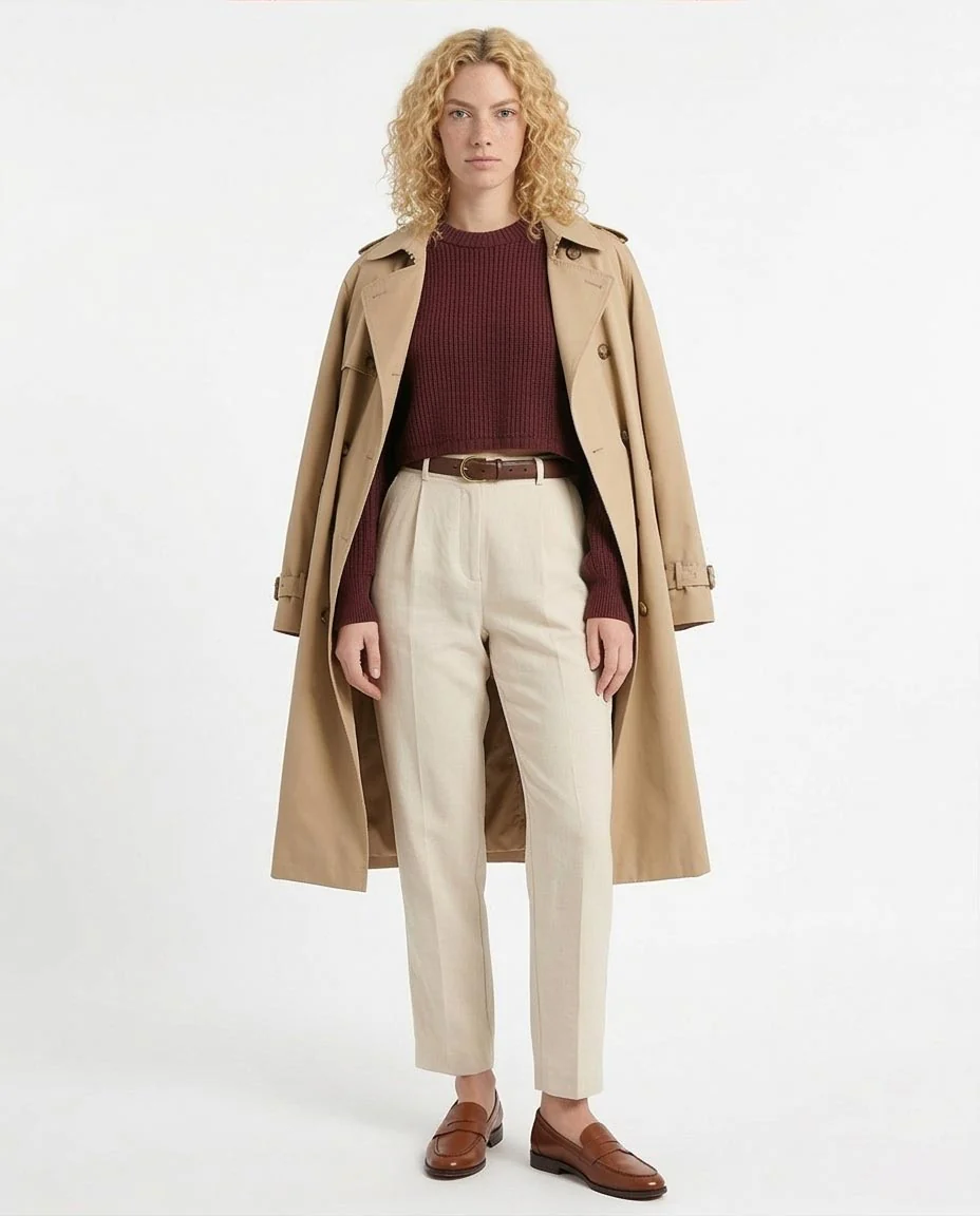 Ravin | Women’s Chunky Ribbed Cropped Knit Sweater – Oxford Cherry - R214308 - Image 4