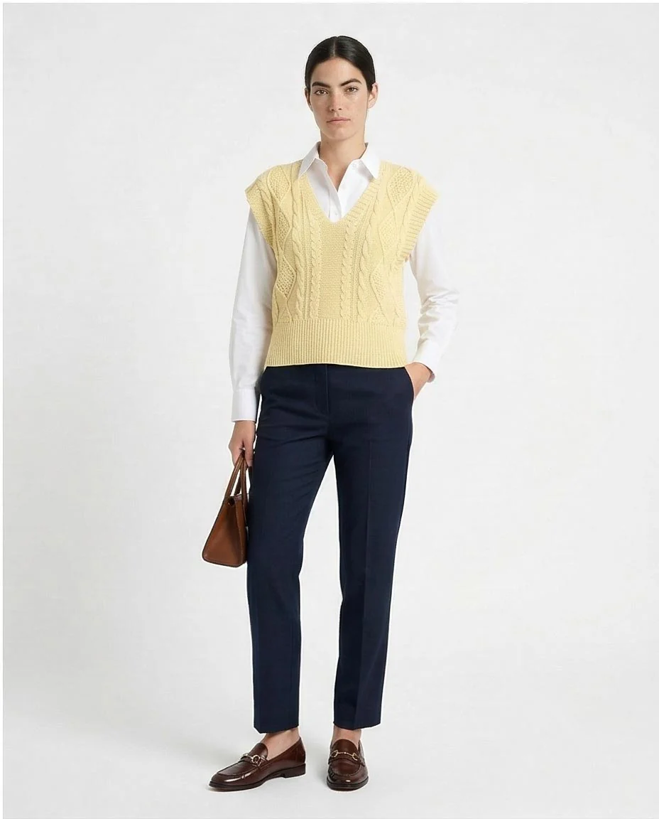 Ravin Women’s Cable-Knit V-Neck Sweater Vest – Butter Yellow - R214316 - Image 5