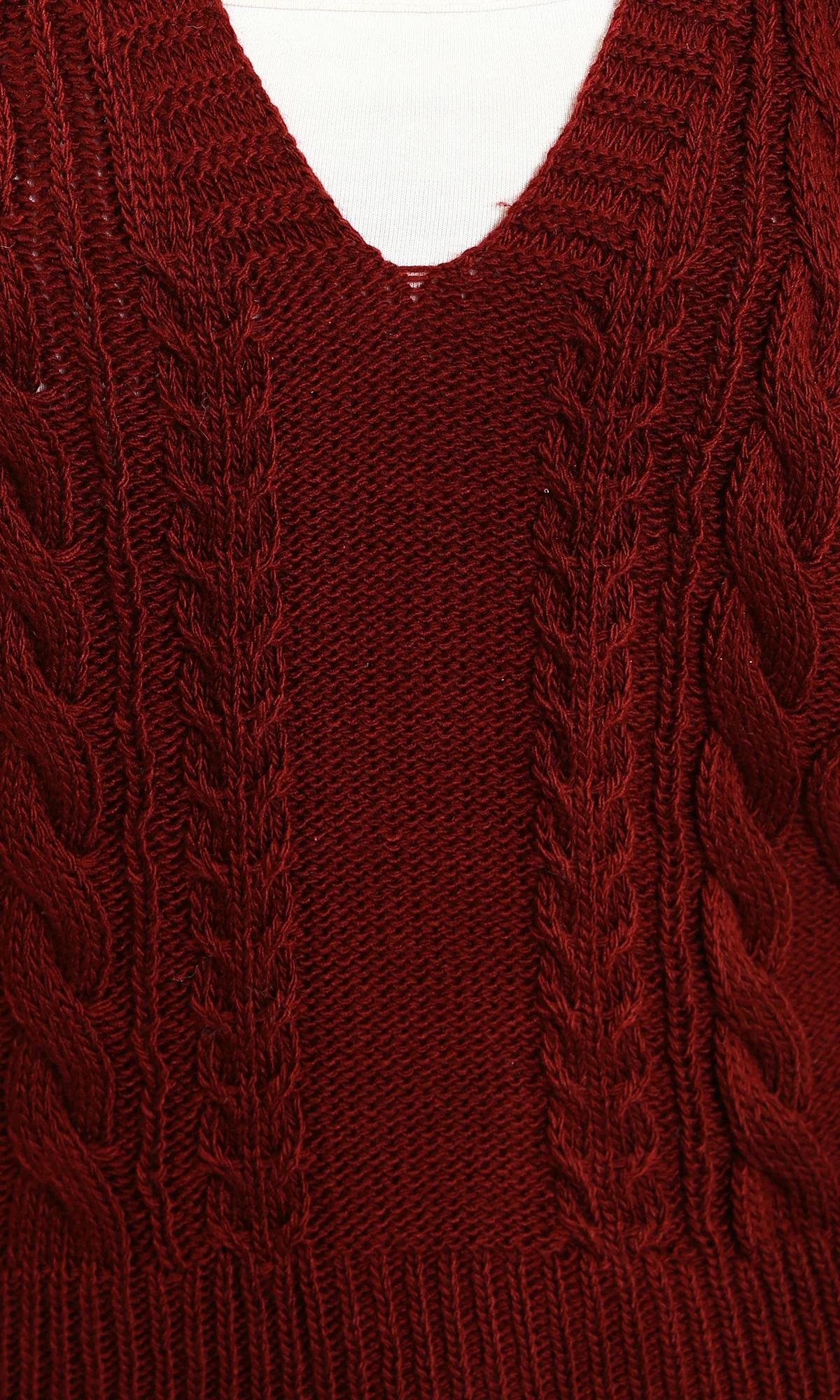 Deep V-Neck Cap Sleeve Vest - Burgundy - R214317 - Image 3