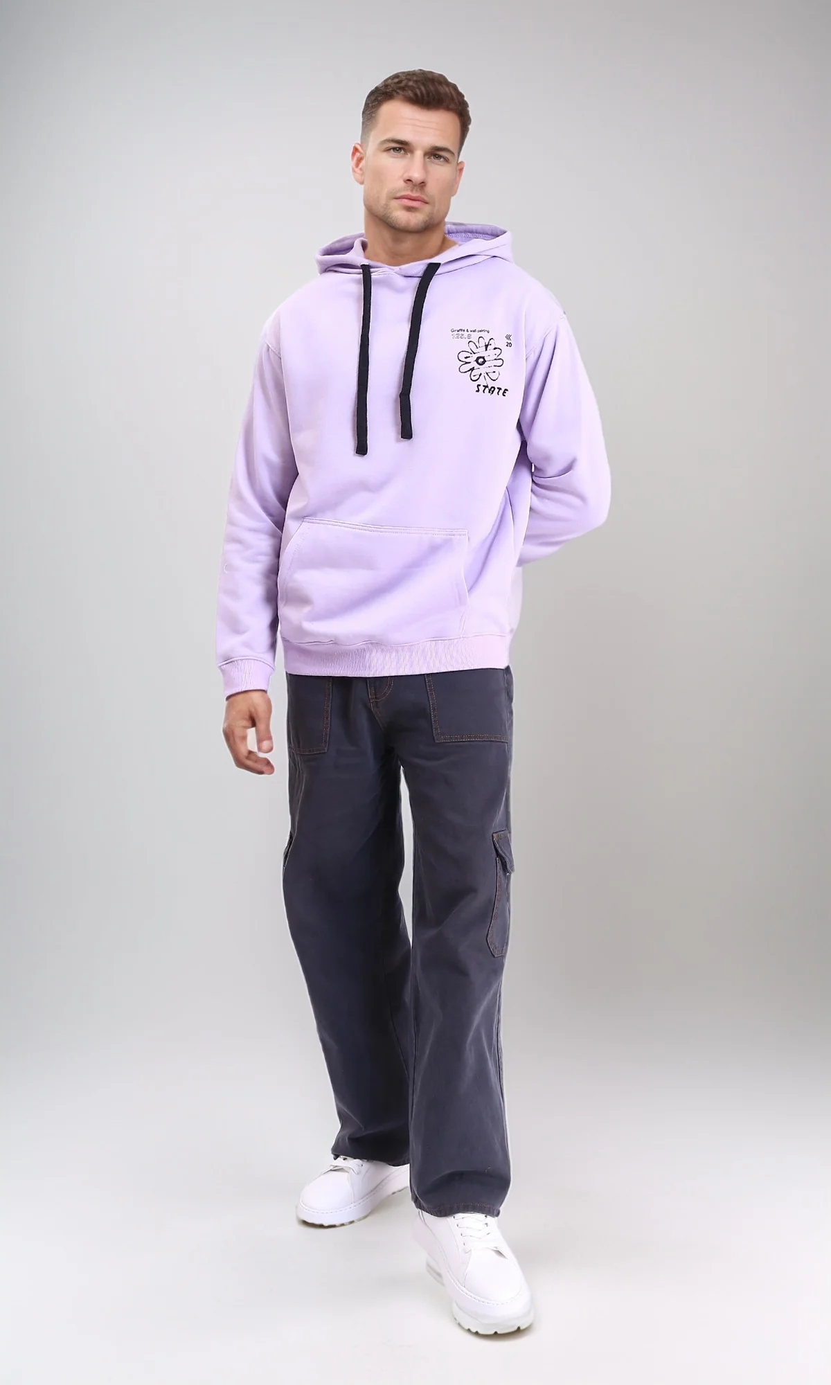 R214396 - Hooded Neck Slip On Hoodie - Light Purple - Image 4