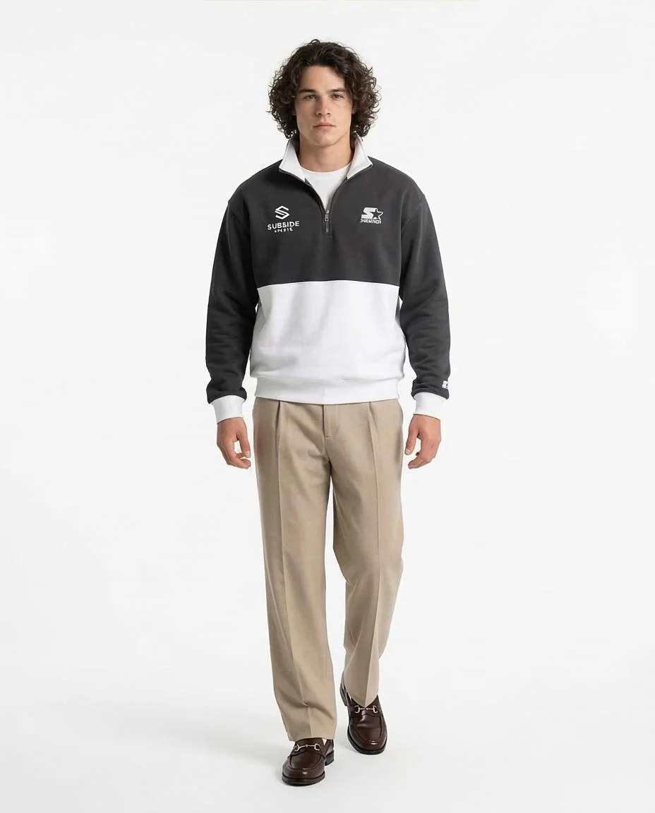 Ravin x Starter "Subside" Quarter-Zip Sweatshirt – Vintage Heritage Edition - Heather Dark Grey & White - R214400 - Image 3