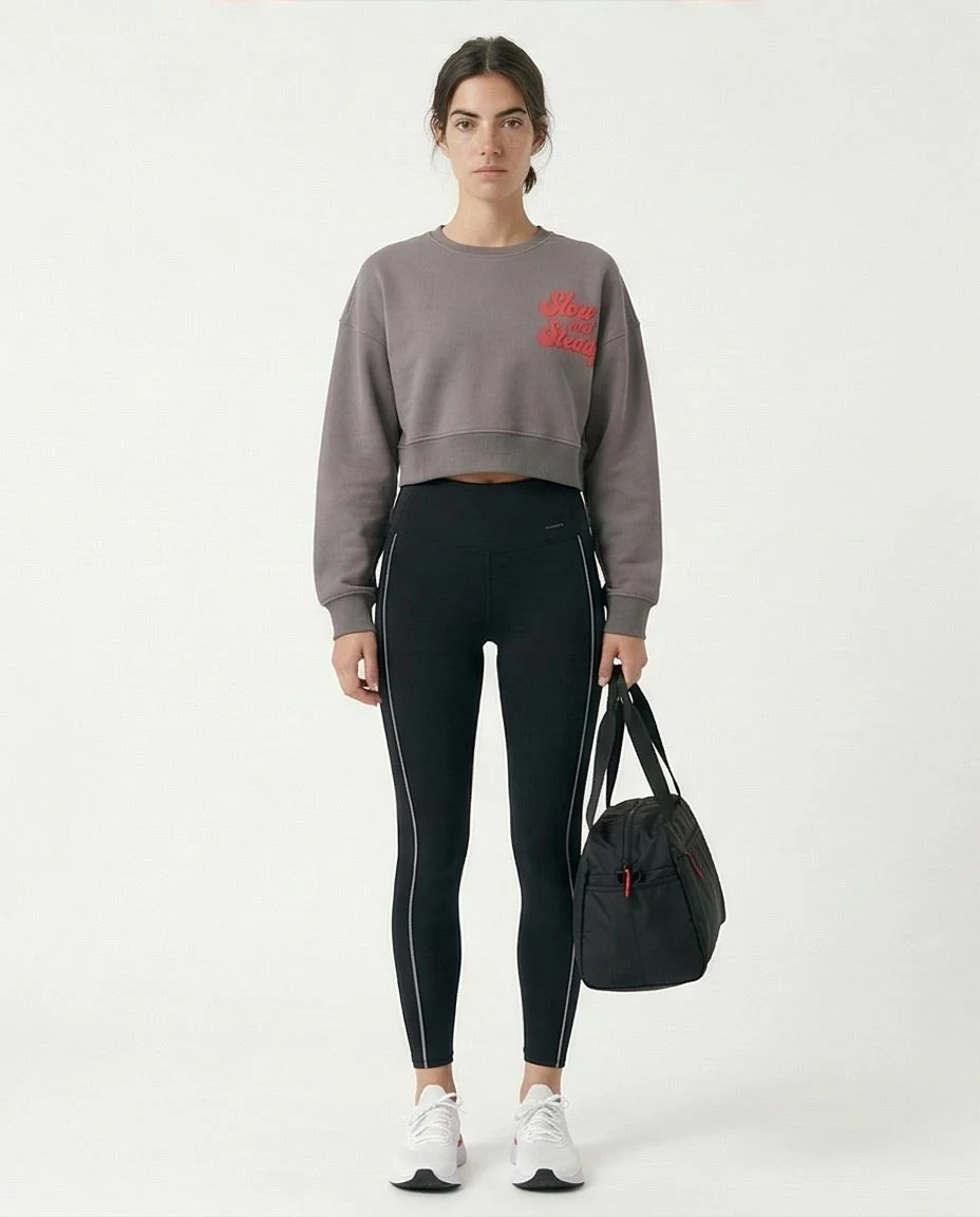 R214416 - Slip On Short Sweatshirt with Hem - Dark Grey - Image 4