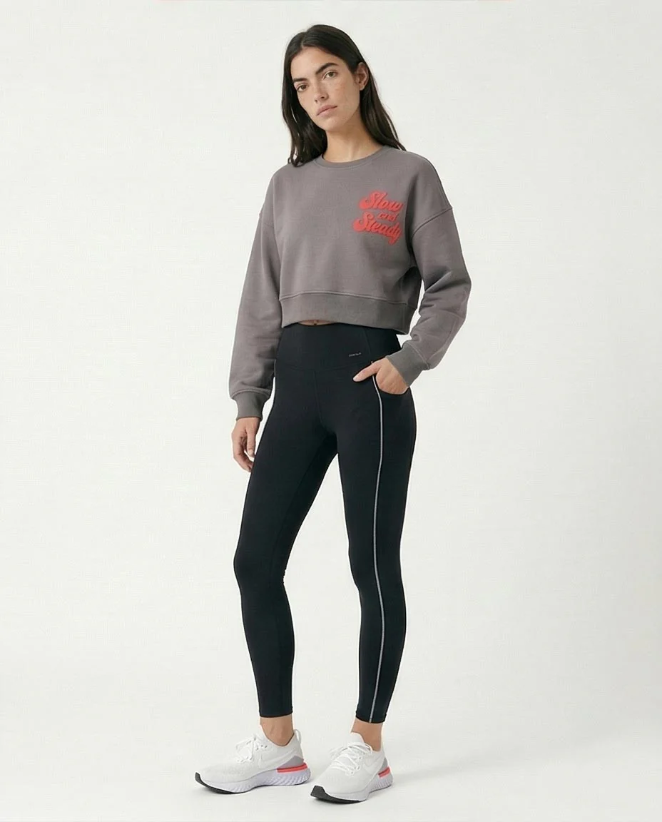 R214416 - Slip On Short Sweatshirt with Hem - Dark Grey - Image 5