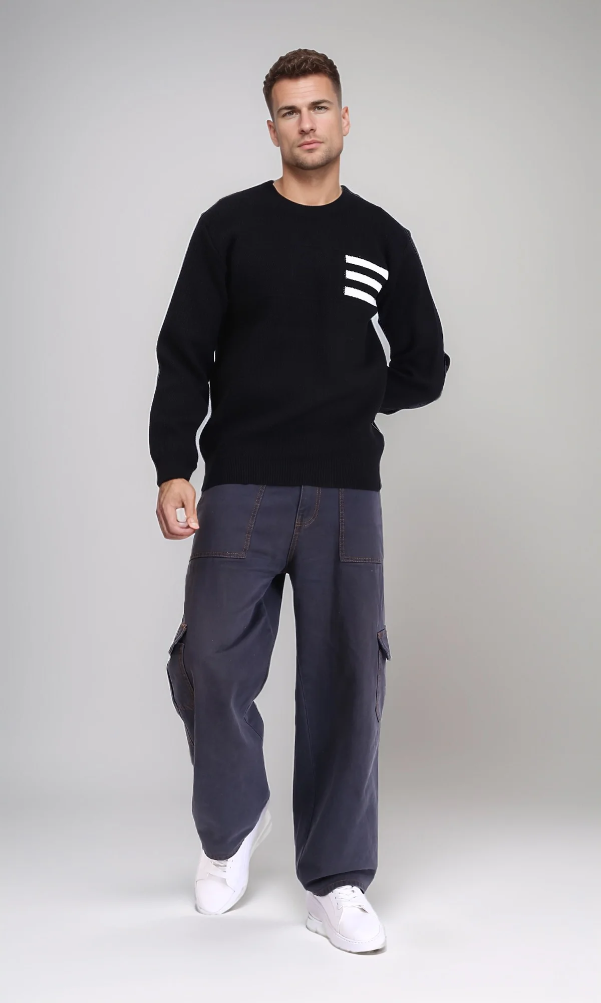 R214477 - Regular Fit Slip On Knitted Pullover - Black - Image 4