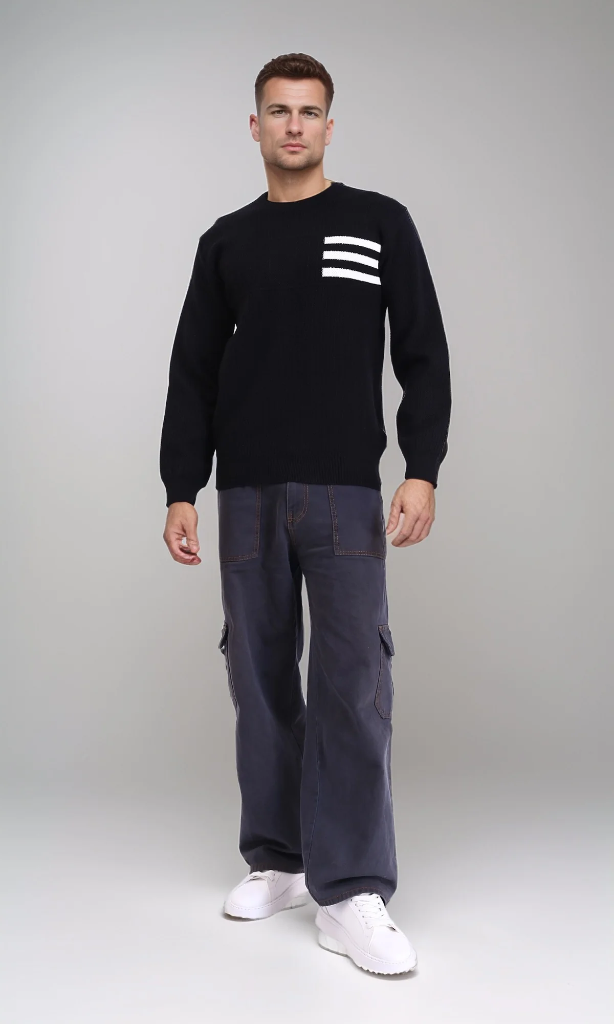 R214477 - Regular Fit Slip On Knitted Pullover - Black - Image 5