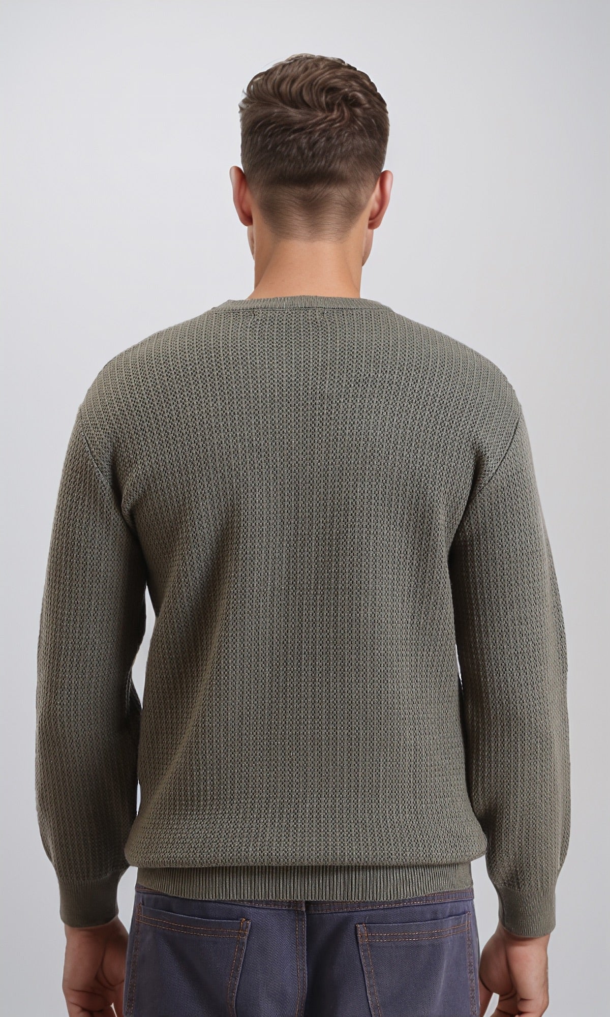 R214478 - Regular Fit Slip On Knitted Pullover - Dark Khaki - Image 2