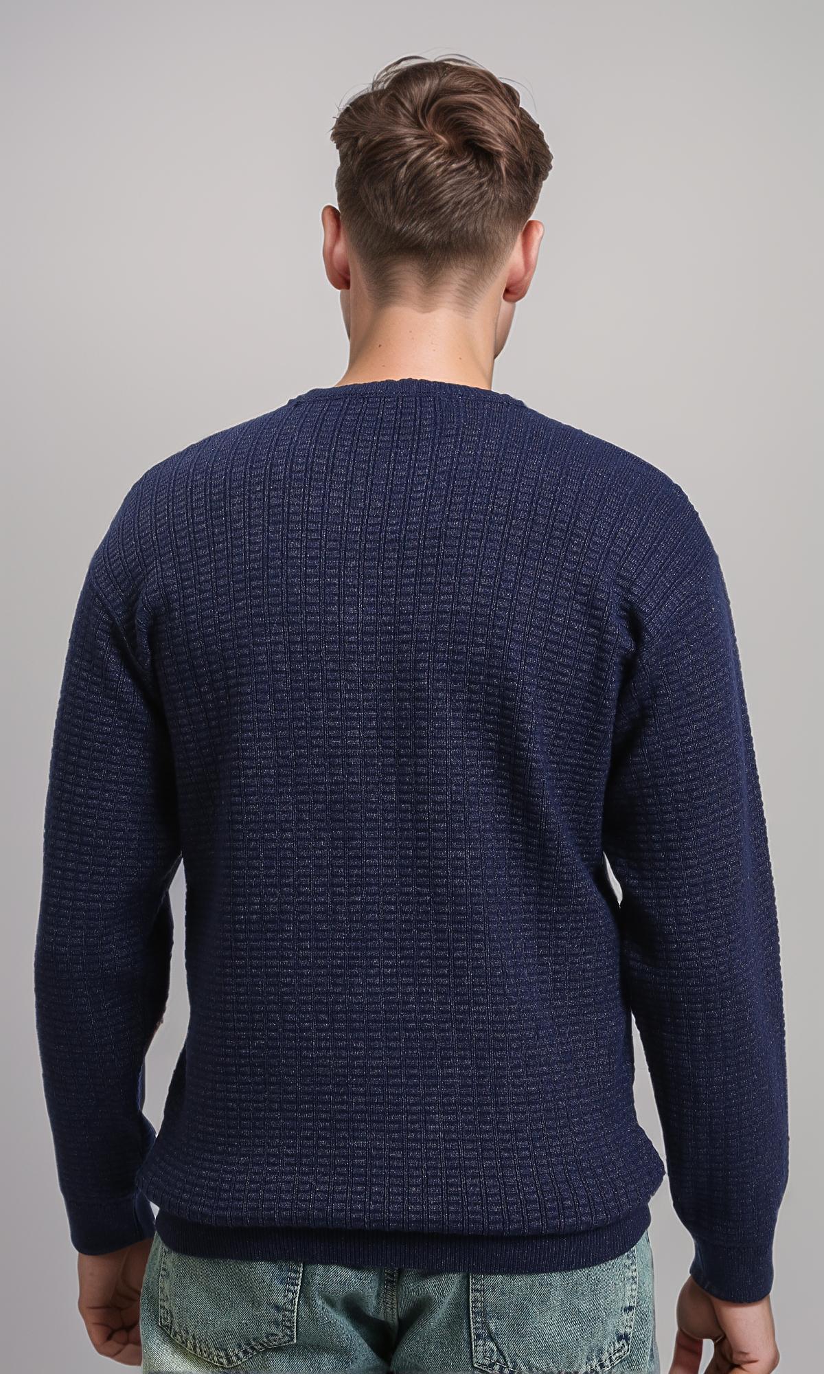 R214479 - Slip On Regular Fit Textured Sweater - Navy Blue - Image 2