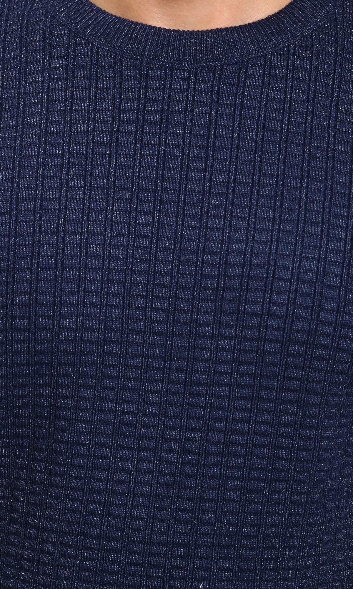 R214479 - Slip On Regular Fit Textured Sweater - Navy Blue - Image 3