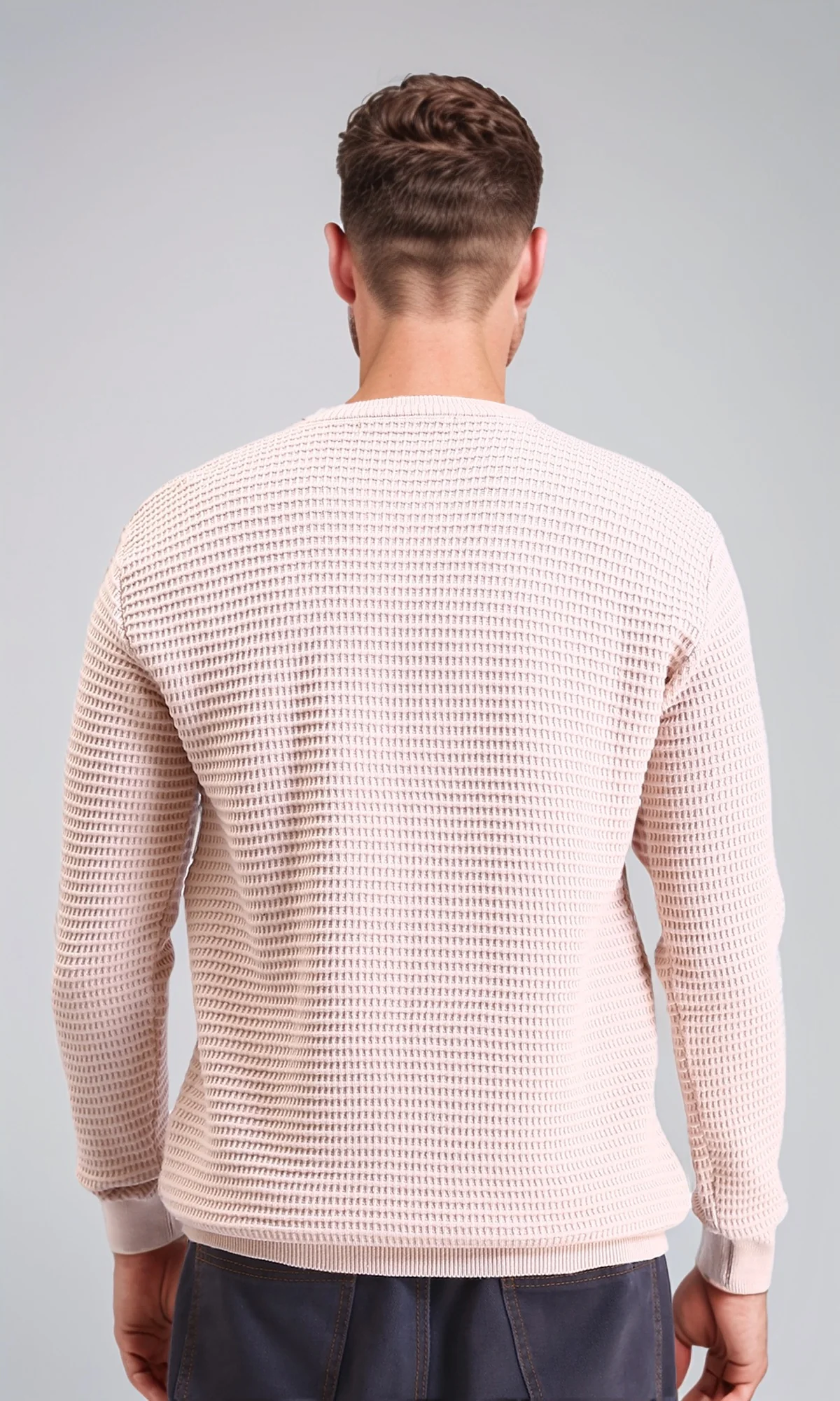 R214485 - Chunky Knit Regular Basic Pullover - Beige - Image 2