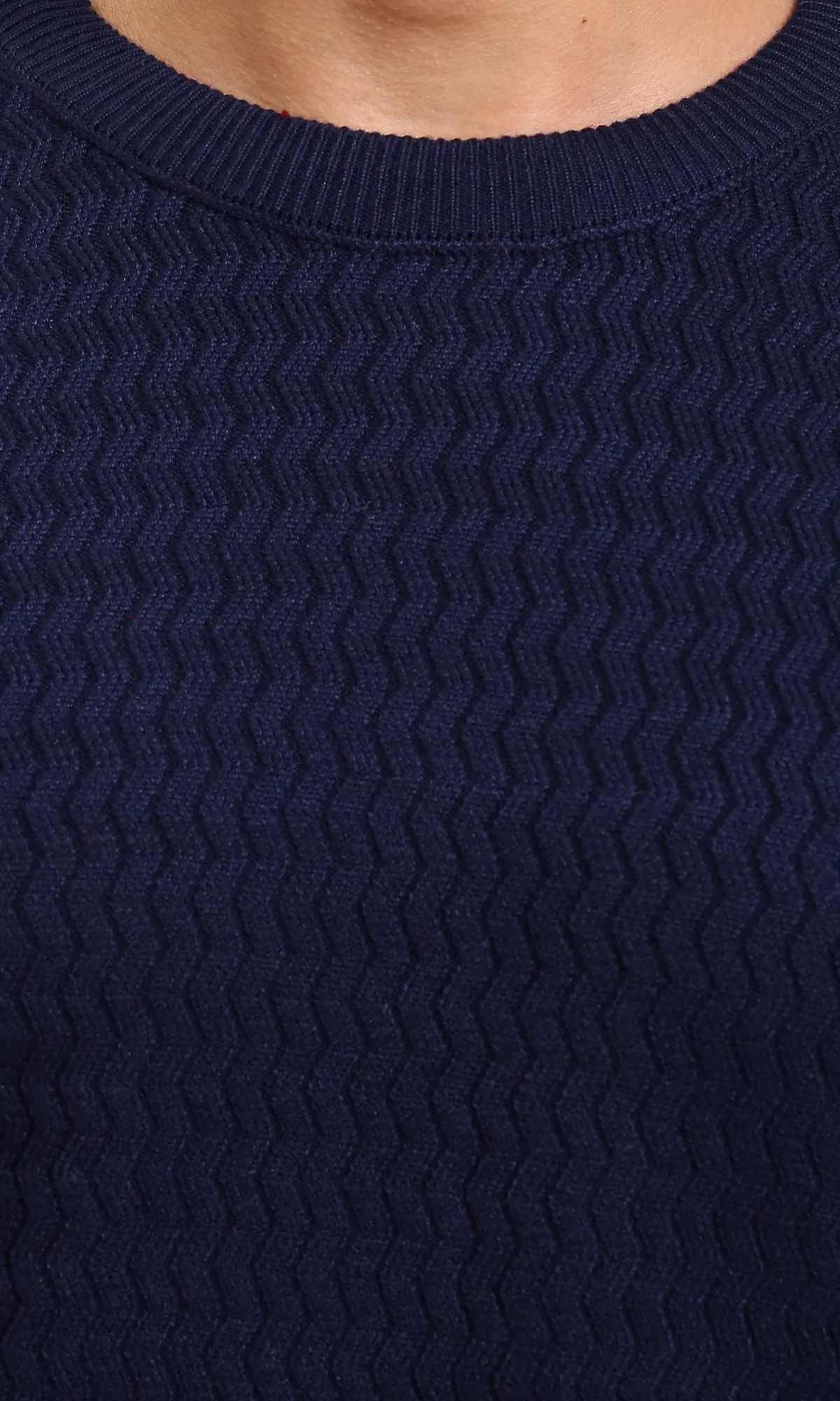 R214488 - Slip On Sweater with Piping Detail - Navy Blue - Image 3