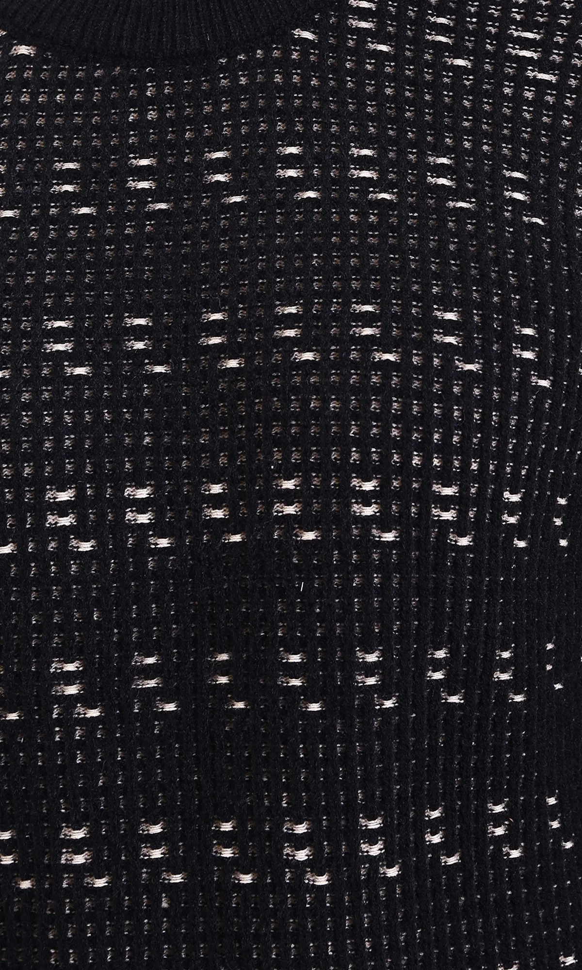 R214493 - Ribbed Round Neck Knitted Pullover - Black - Image 3