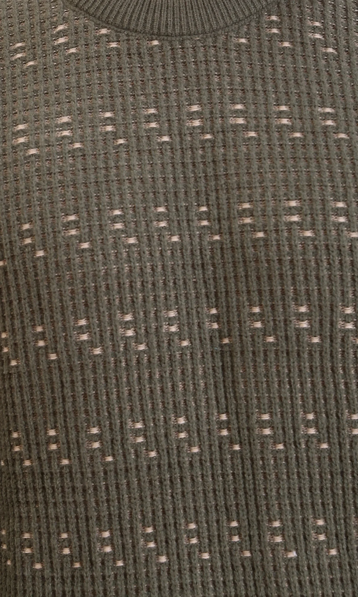 R214495 - Ribbed Round Neck Knitted Pullover - Army Green - Image 3