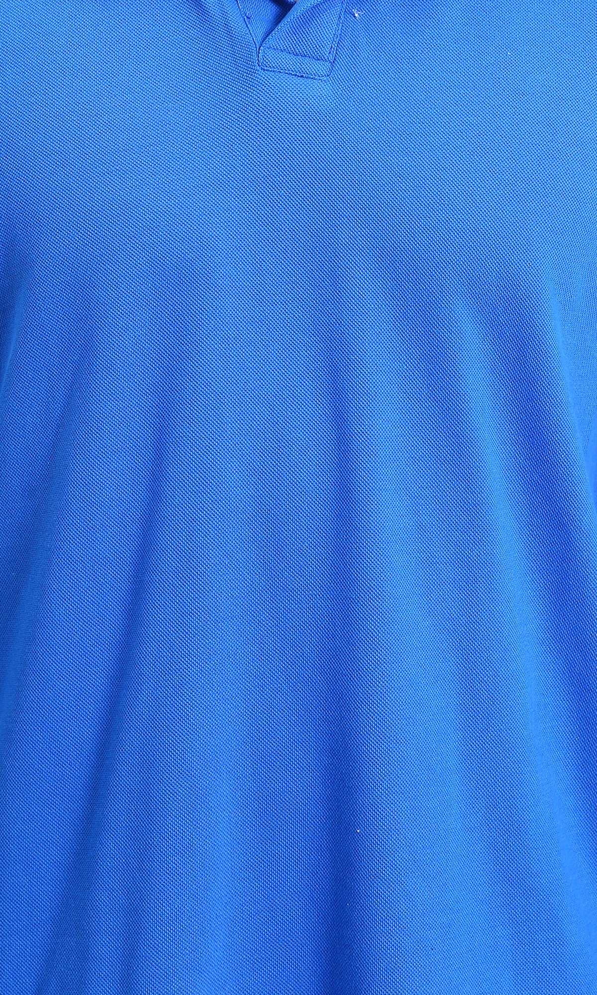 R214569 - Long Sleeves Solid Cotton Polo Shirt - Blue - Image 3