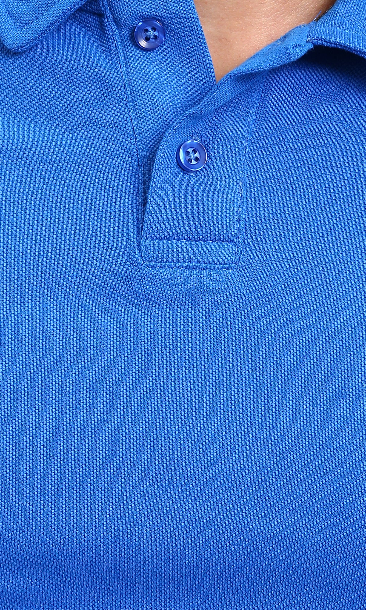 R214572 - Buttoned Classic Collar Basic Polo Shirt - Blue - Image 3
