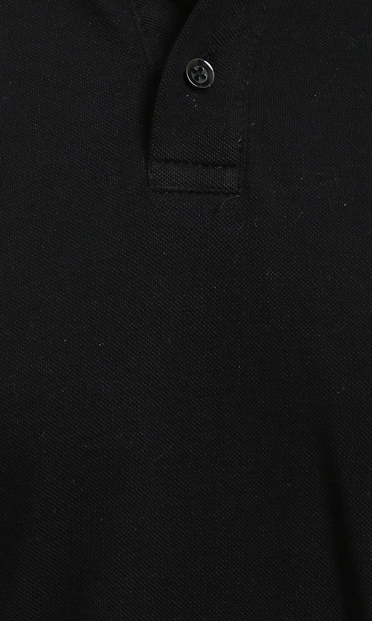 R214573 - Buttoned Classic Collar Basic Polo Shirt - Black - Image 3