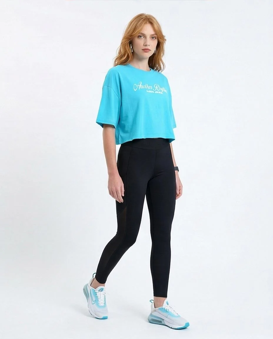Ravin Women’s "Another Rhythm" Boxy Cyan Crop T-Shirt - R214641 - Image 5