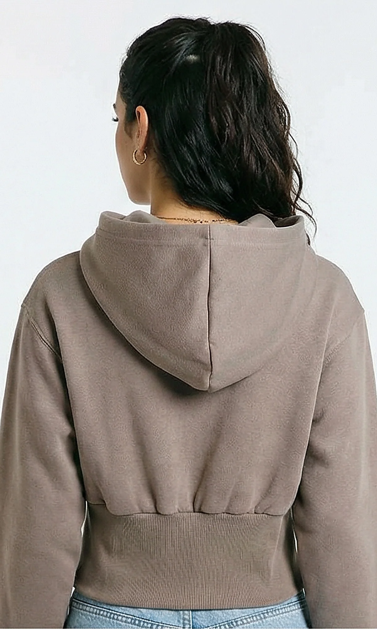 R214785 - Stitched "Retro" Slip On Hoodie - Taupe - Image 2
