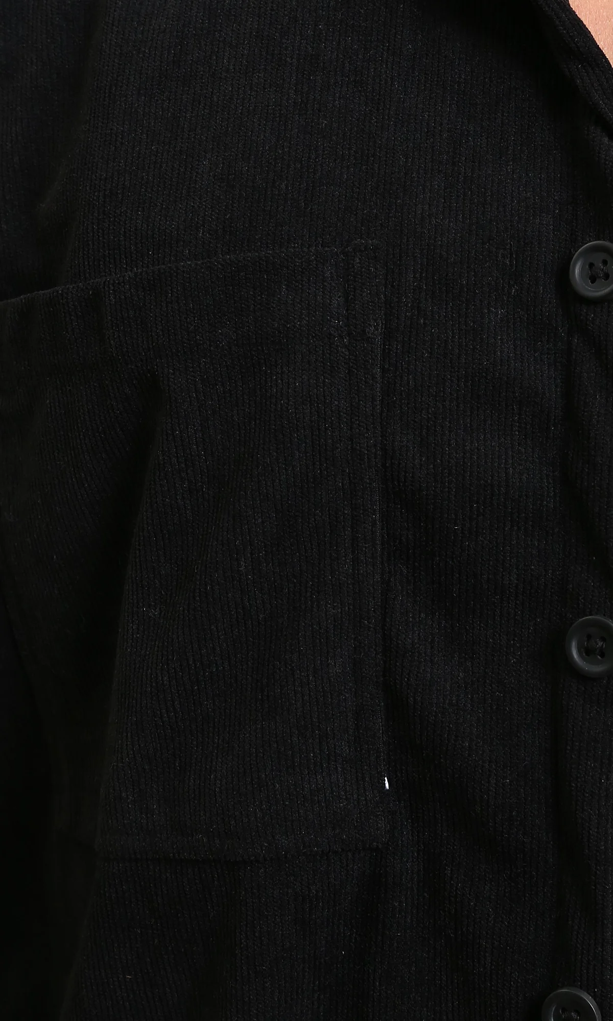 R214898 - Suede Long Sleeve Shirt with Front Pockets - Black - Image 3