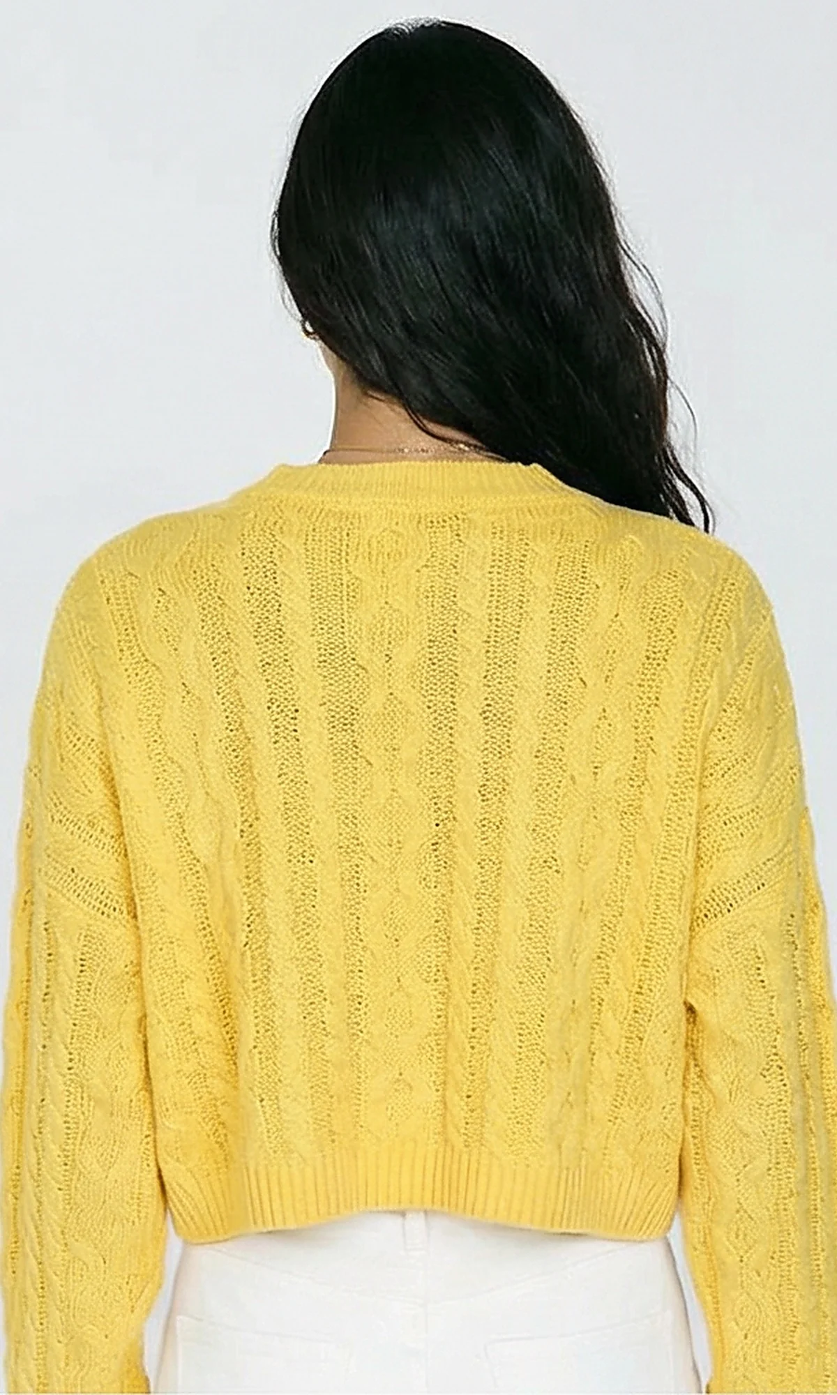 R214921 - Perforated Knit Short Pullover - Yellow - Image 2