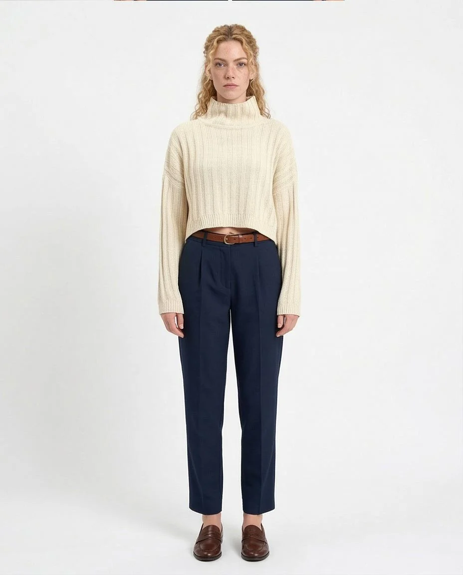 Ravin Women’s Ribbed Mock-Neck Cropped Sweater – Cream - R214923 - Image 4