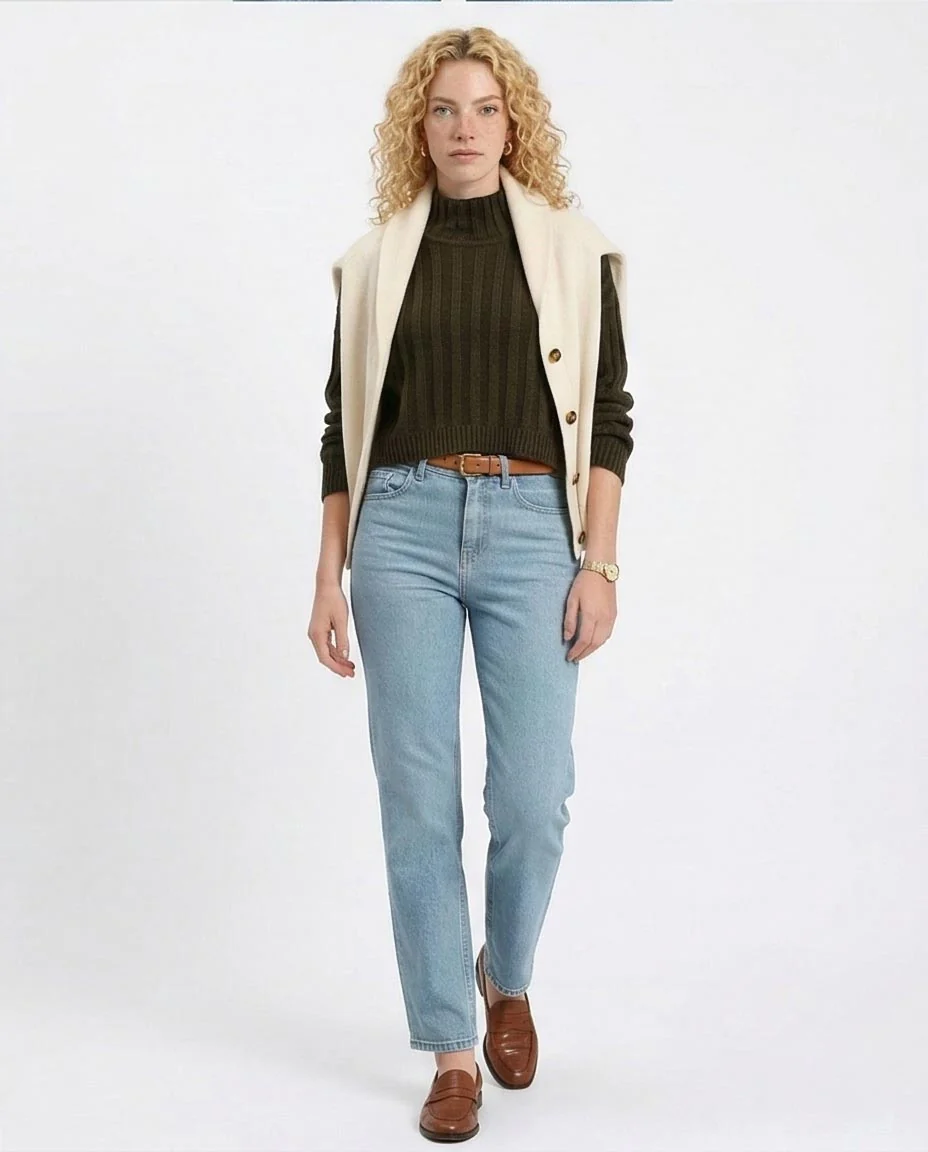 Ravin Olive Ribbed Mock-Neck Cropped Sweater - R214925 - Image 5
