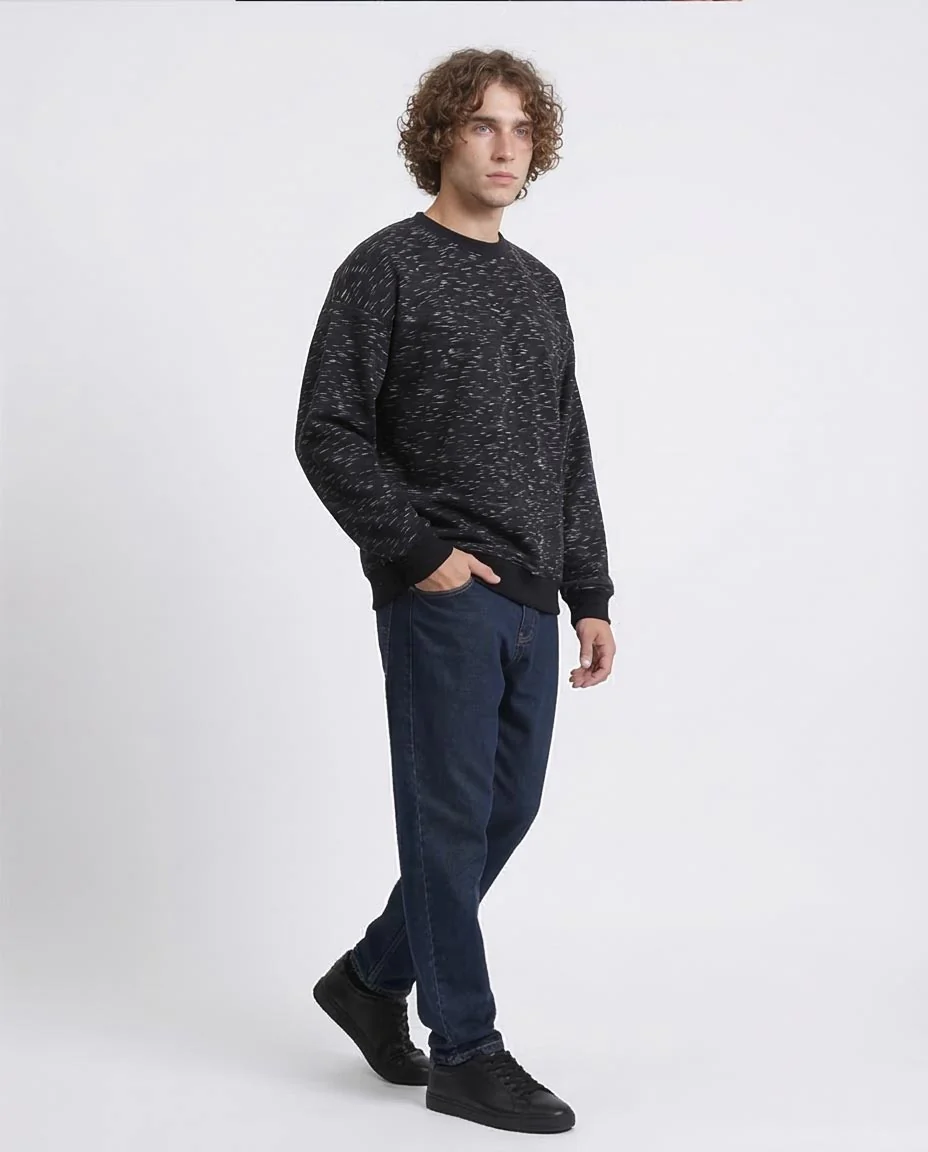 Ravin Men's Melange Knit Oversized Sweatshirt - Heather Black - R215112 - Image 5
