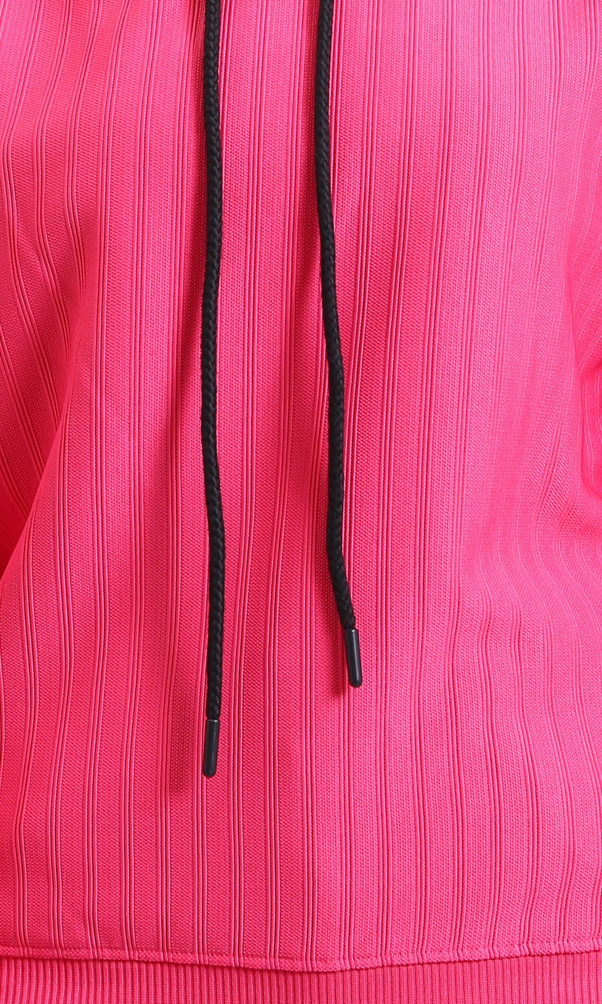 R215296 - Regular Fit Striped Casual Hoodie - Hot Fuchsia - Image 3