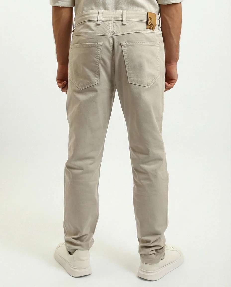 R215304 - Solid Slim Fit Comfy Chino Pants - Light Khaki - Image 2