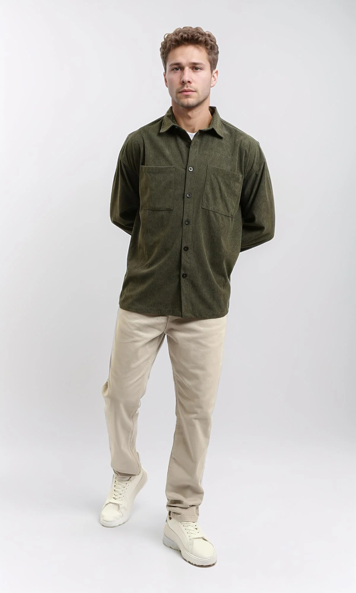 R215304 - Solid Slim Fit Comfy Chino Pants - Light Khaki - Image 5