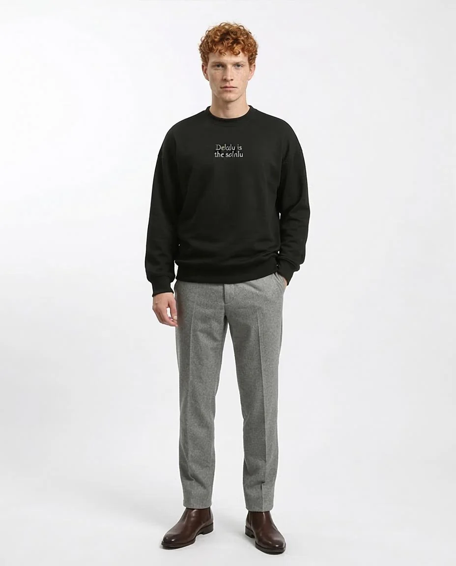 Ravin "Delulu" Textured Knit Crewneck Sweatshirt - Black - R215316 - Image 3