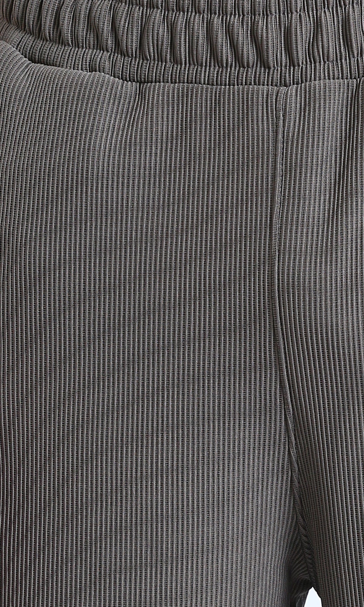 R215318 - Slip On Ribbed Drawstring Pants - Medium Grey - Image 3