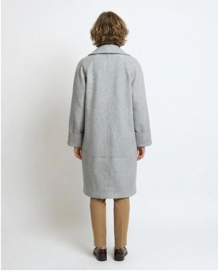 Ravin Oversized Double-Breasted Wool-Blend Overcoat in Heather Grey - R215320 - Image 2
