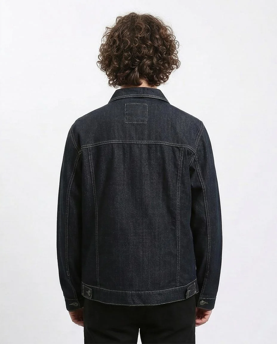 Ravin Men's Deep Indigo Slim Fit Trucker Jacket - Blue Black - R215620 - Image 2