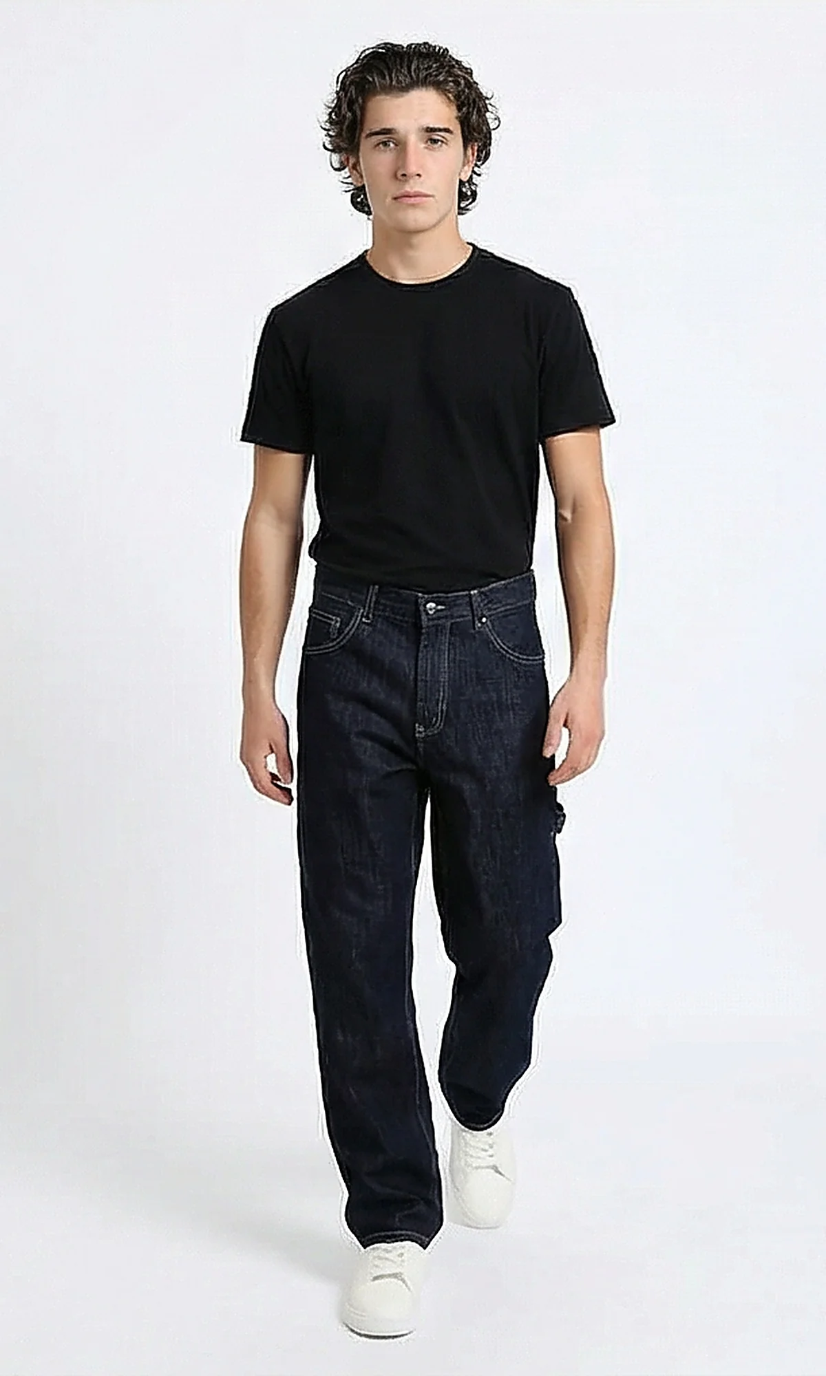 R215621 - Regular Fit Casual Cotton Jeans - Dark Navy Blue - Image 3