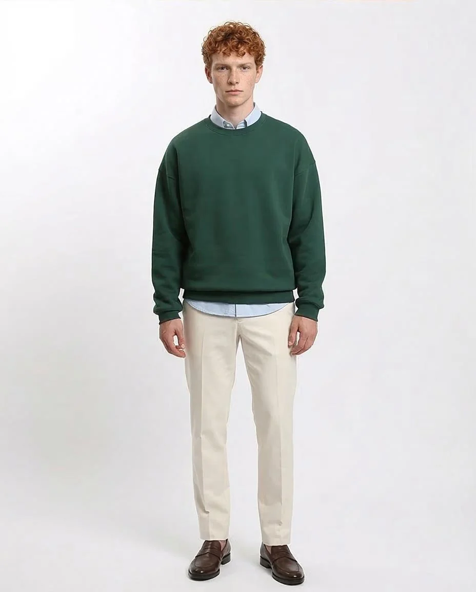 Ravin Men's Premium Over-Sized Crewneck Sweatshirt – Forest Green - R215625 - Image 3