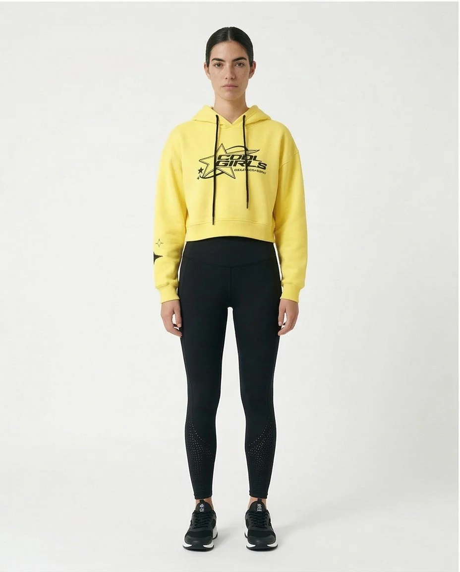 Ravin Women’s Sport Luxe Cropped Hoodie – Lemon Yellow - R215627 - Image 4