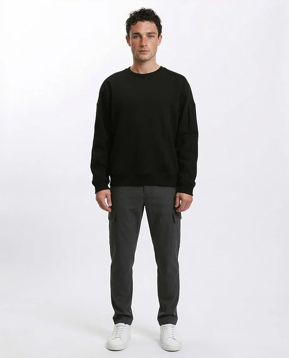 Ravin Men’s Premium Structured Utility Sweatshirt – Black - R215652 - Image 3