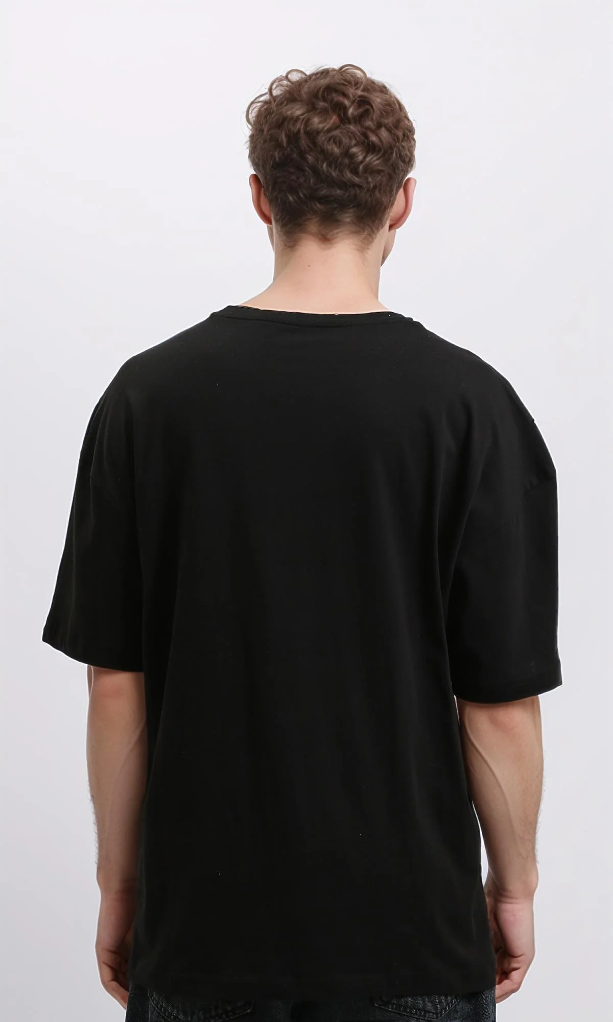 R215735 - Crew Neck Elbow-Sleeve Printed Tee - Black - Image 2