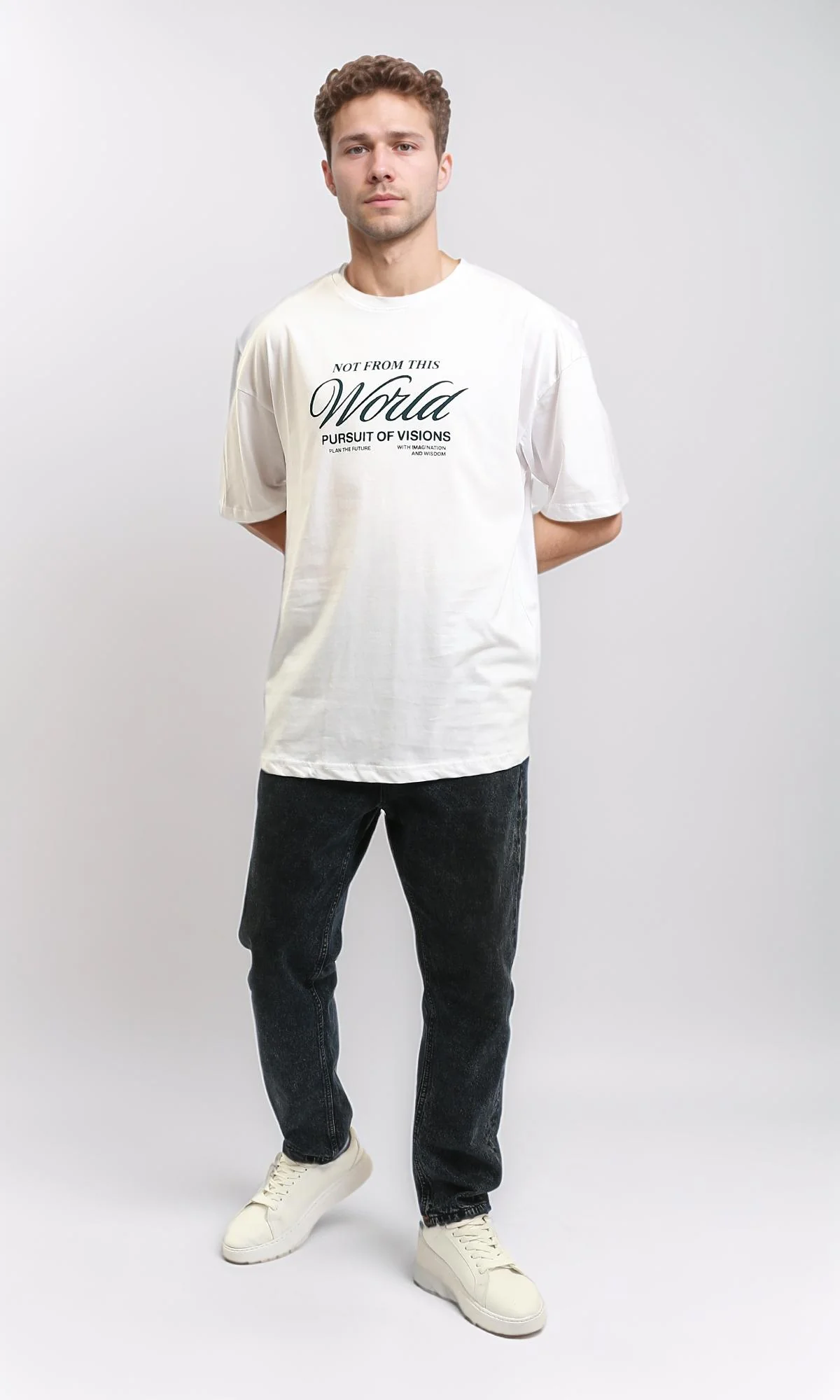 R215743 - Relaxed Fit Printed Cotton Tee - White - Image 4