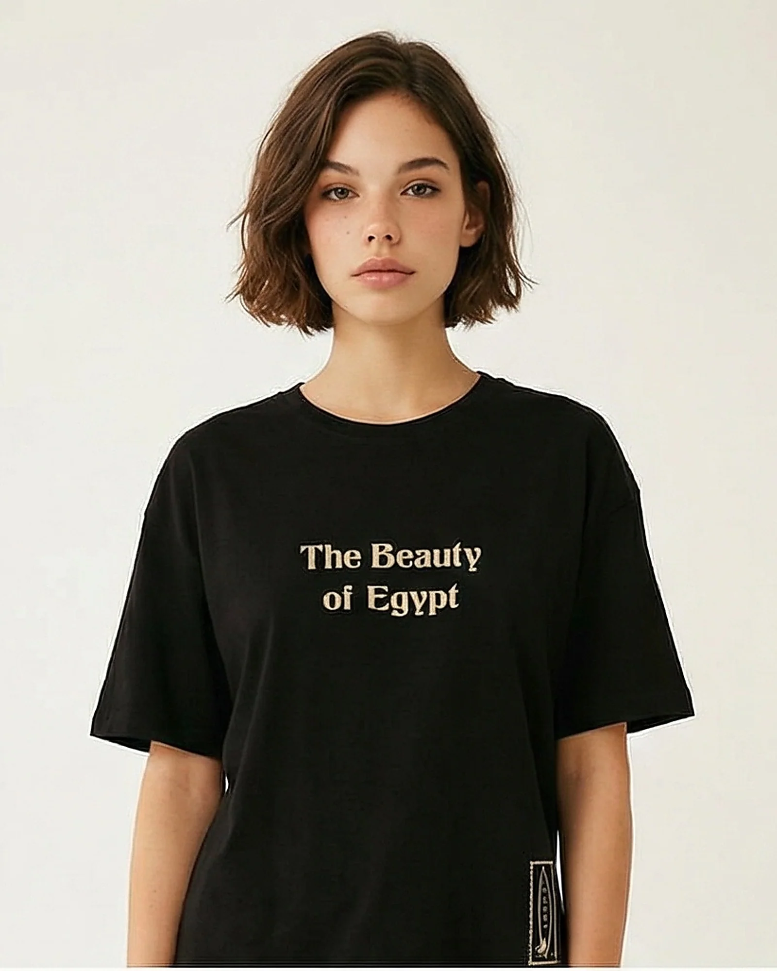 R215759 - "The Beauty of Egypt" Elbow Sleeve Tee - Black