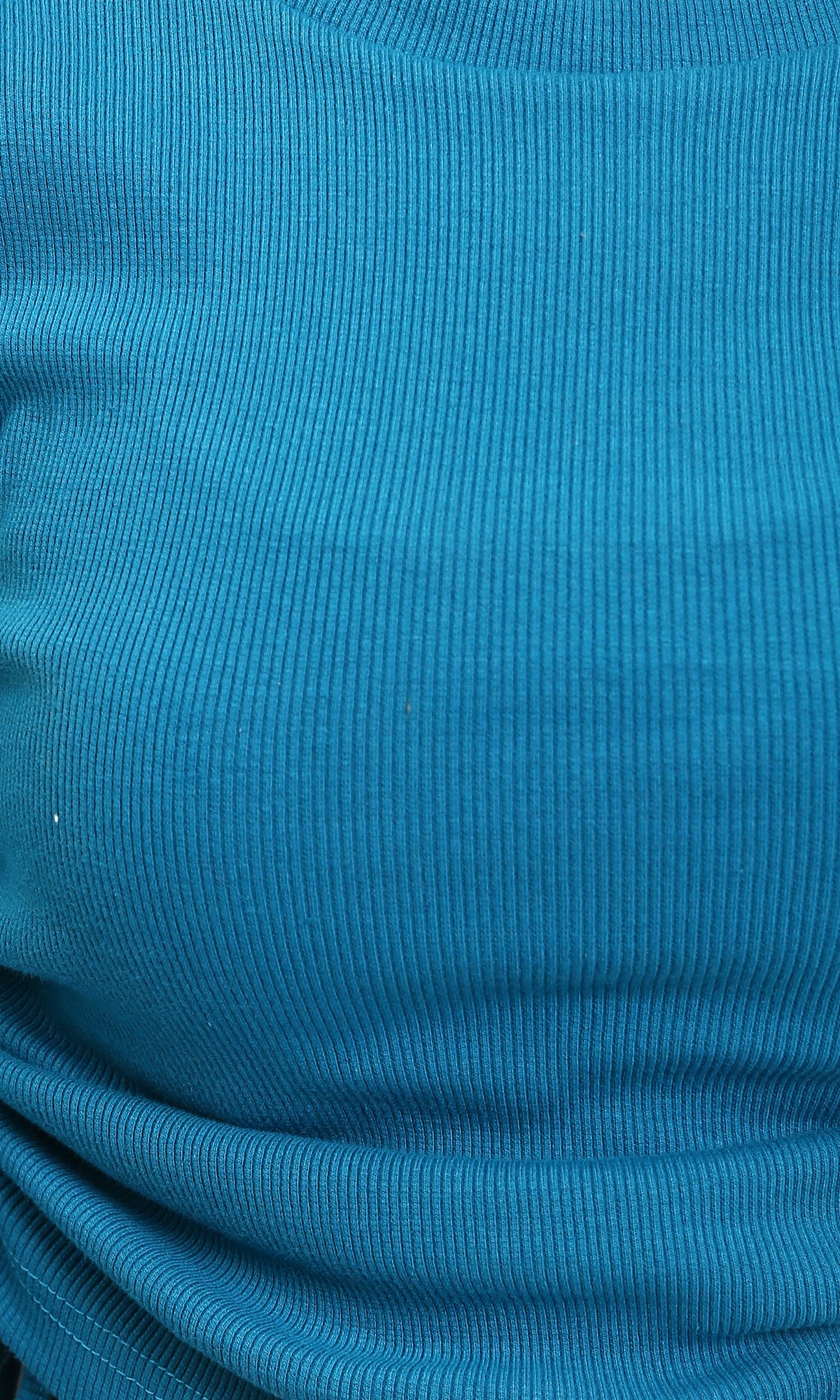 R215793 - Long Sleeves Ribbed Top with Drawstring - Blue - Image 3