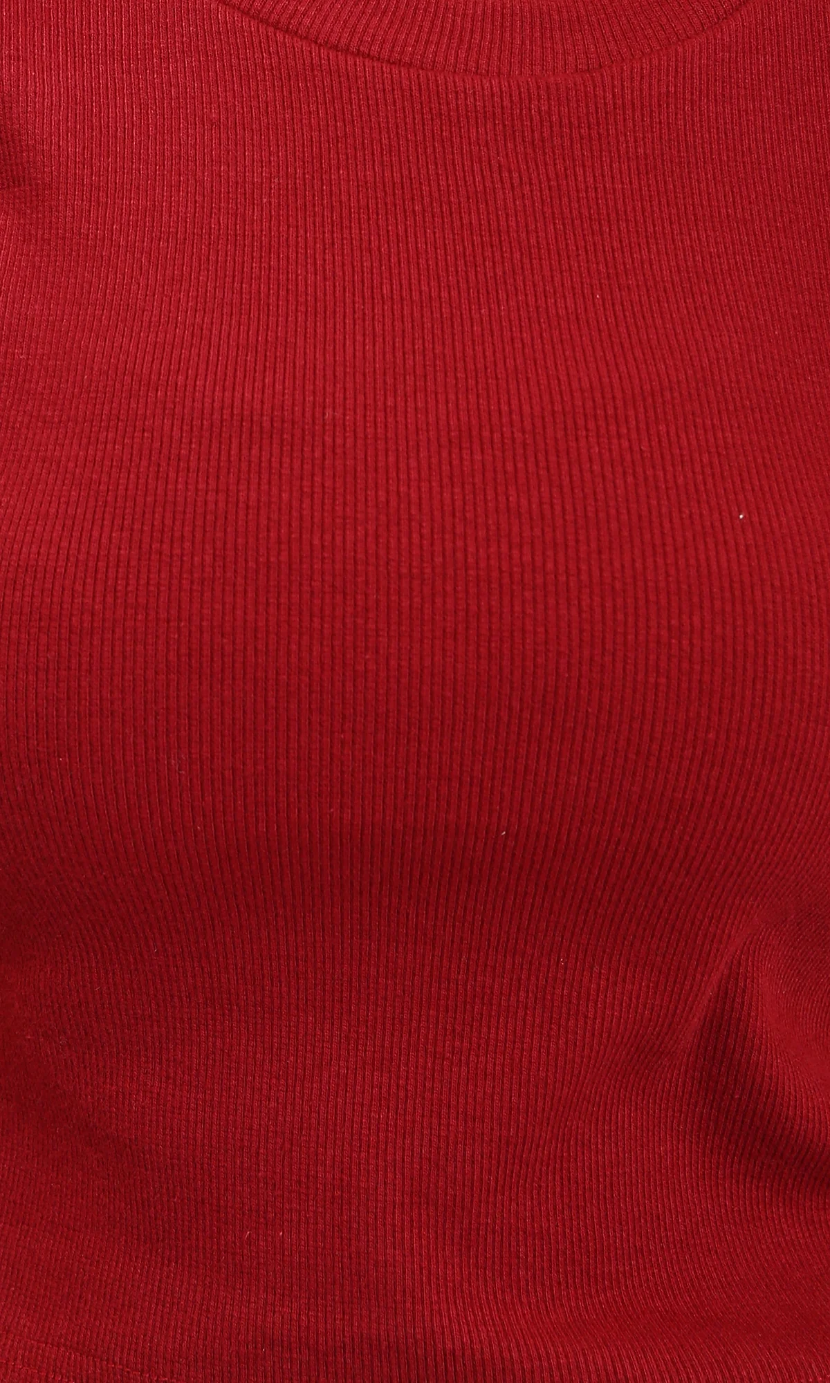 Ruffled Sleeves Feminine Crew Neck Top - Dark Red -R215801 - Image 3