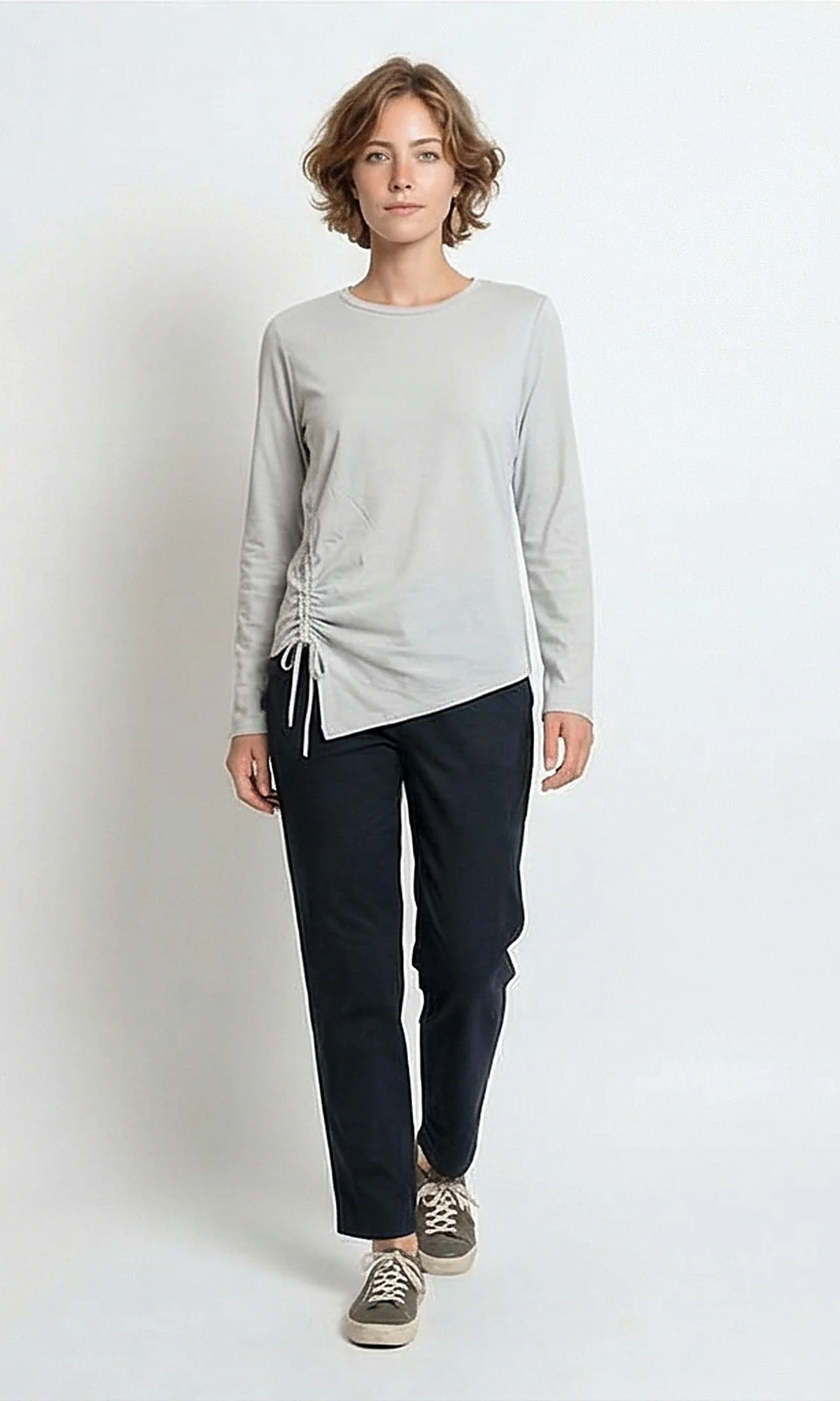 Ravin Women’s Asymmetrical Ruched Long-Sleeve Jersey Tee - R215855 - Image 3